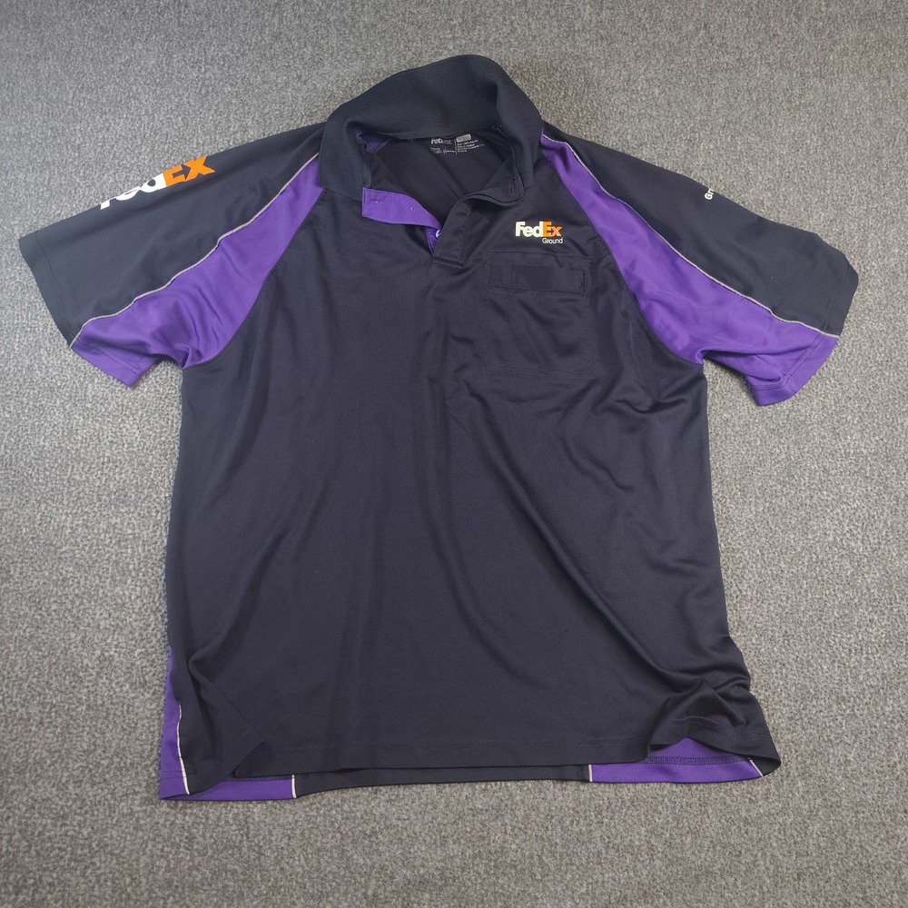 FedEx Uniform Polo Shirt Men's Size 2XL Black & Purple Short Sleeve